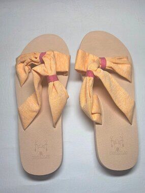 KuaiLu Womens Dressy Bow Sandals Arch Support Yoga Foam Walking Beach Slide  10